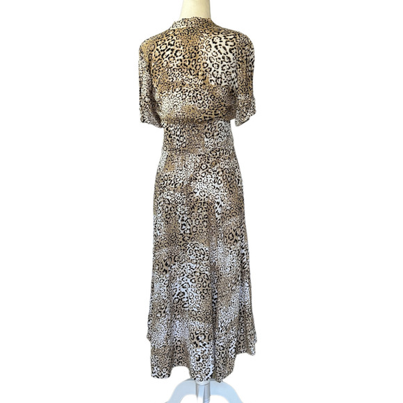 FAITHFULL THE BRAND Marie Louise Midi Dress Mila Animal Print Womens Size 4 - Picture 4 of 16